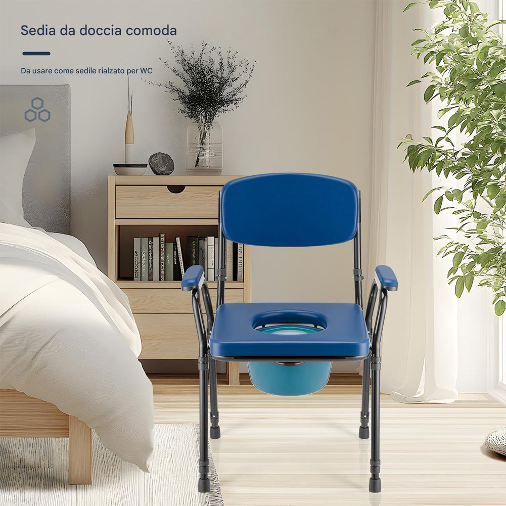 Sedia Wc per Anziani e Disabili Altezza Regolabile Vaso Rimovibile 57x49x84–99,5