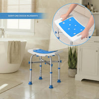 Sgabello Doccia Alluminio Antiscivolo per Anziani e Disabili Altezza Regolabile