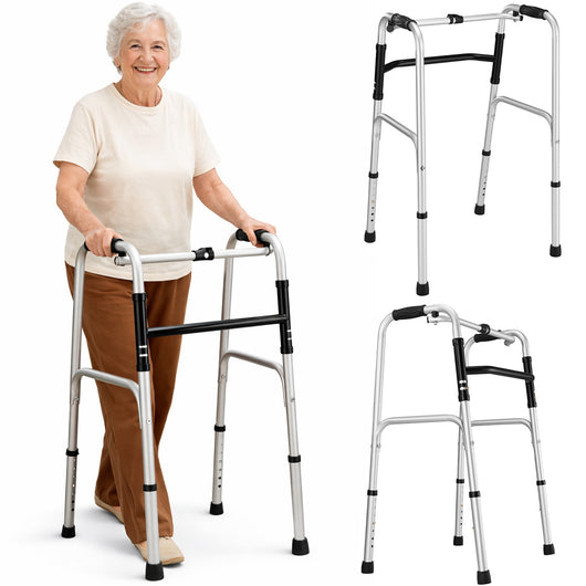 Deambulatore per Anziani in Alluminio Altezza Regolabile Portata Massima 130kg