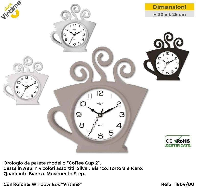 Orologio da Parete in ABS Coffee Cup 28 x 30h cm 4 Colori