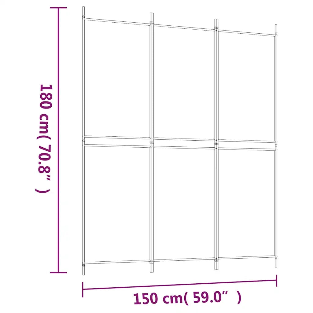 Divisorio Ambienti | Divider per stanze | Paravento a 3 Pannelli Nero 150x180 cm in Tessuto