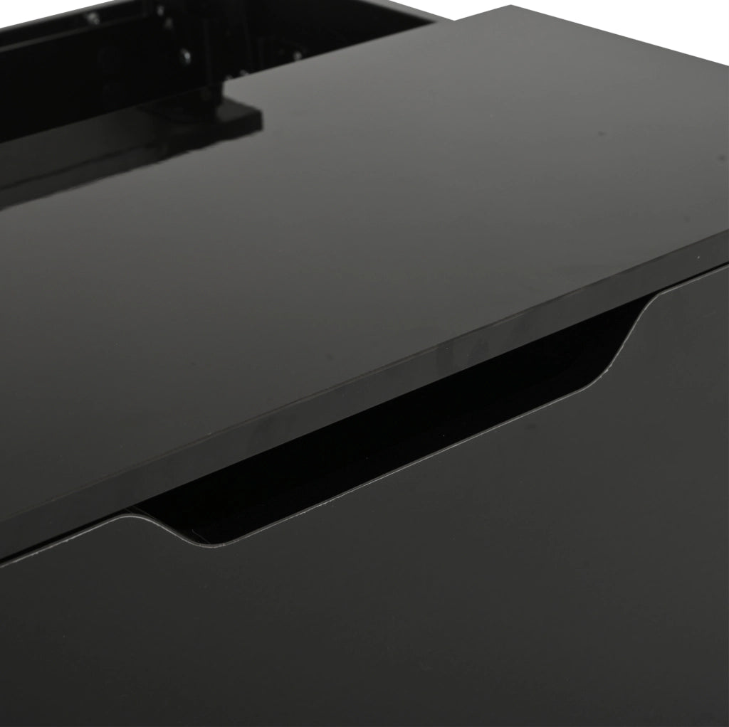 Tavolino da salotto quadrato 70 x 70 x 38 cm con piano ribaltabile; LED; nero lucido