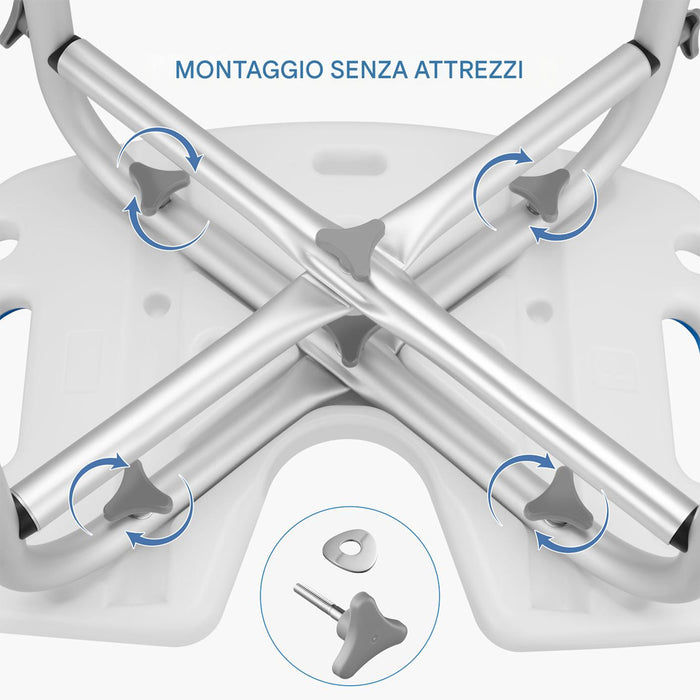 Sgabello da Doccia per Anziani e Disabili Altezza Regolabile e Piedi Antiscivolo
