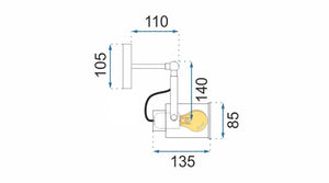 Riflettore Lampada Mobile Spot Da Soffitto Di Parete Nero E27 APP486-1C