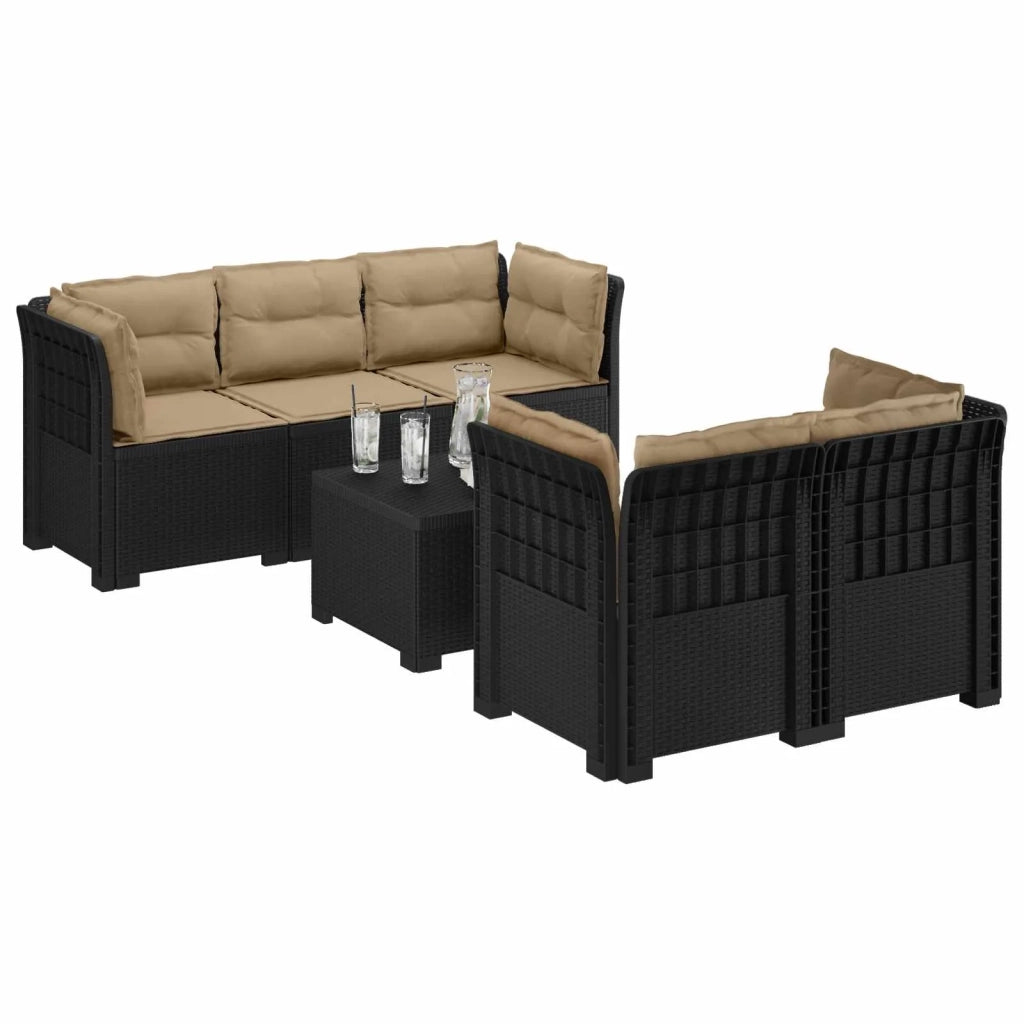Divano da Giardino 5 Posti con Cuscini Stile Rattan PP 3443908