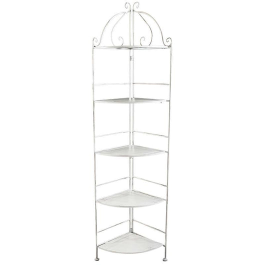 SCAFFALE ARIANNE CON 5 PIANI AD ANGOLI BIANCO ANTICO 50 X 35 X H175 CM