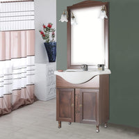 Mobile Da Bagno Noce Completo Modello Giada Ante Lisce 75cm Legno con Specchio