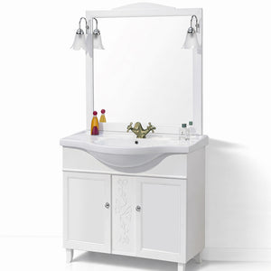 Mobile Da Bagno Bianco Completo Modello Giada 2 Ante 105cm Indipendente in Legno