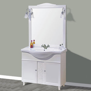 Mobile Da Bagno Bianco Completo Modello Giada 2 Ante 105cm Indipendente in Legno