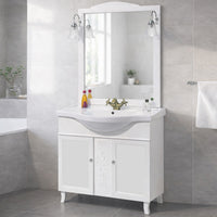 Mobile Da Bagno Bianco Completo Modello Giada 2 Ante 105cm Indipendente in Legno