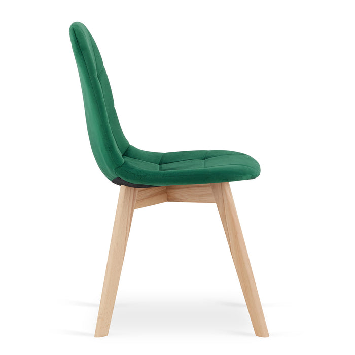 Sedia Valora NUUC in velluto verde scuro, design ergonomico x4