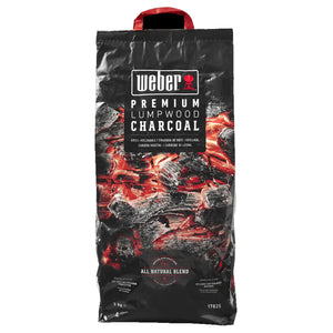 Bricchetti di Carbone Weber PREMIUM LUMPWOOD CHARCOAL da 5Kg per Barbecue con Legno di Faggio, Carpino, Betulla e Querci