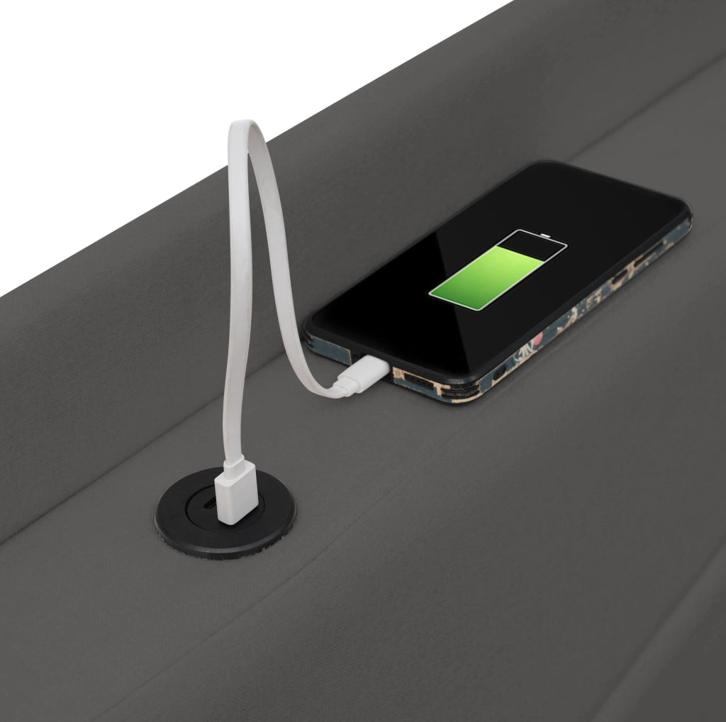 Letto matrimoniale contenitore 180x200 cm grigio con USB-C