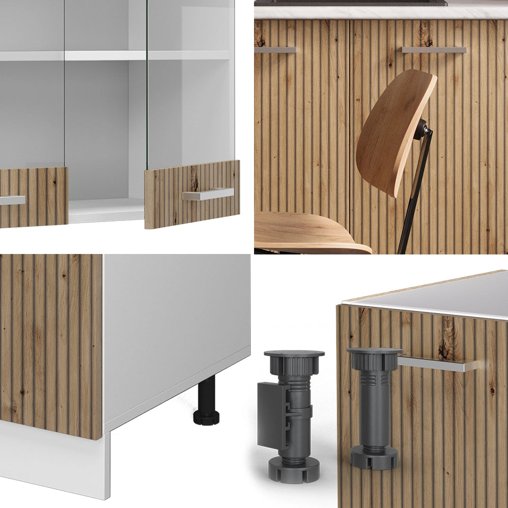 Vicco Cucina monoblocco Rovere artigianale/bianco 140 cm , PL Antracite