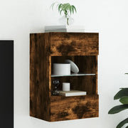 Mobile TV a Parete con Luci LED-Mobile TV a Muro Rovere Fumo 40x30x60,5 cm
