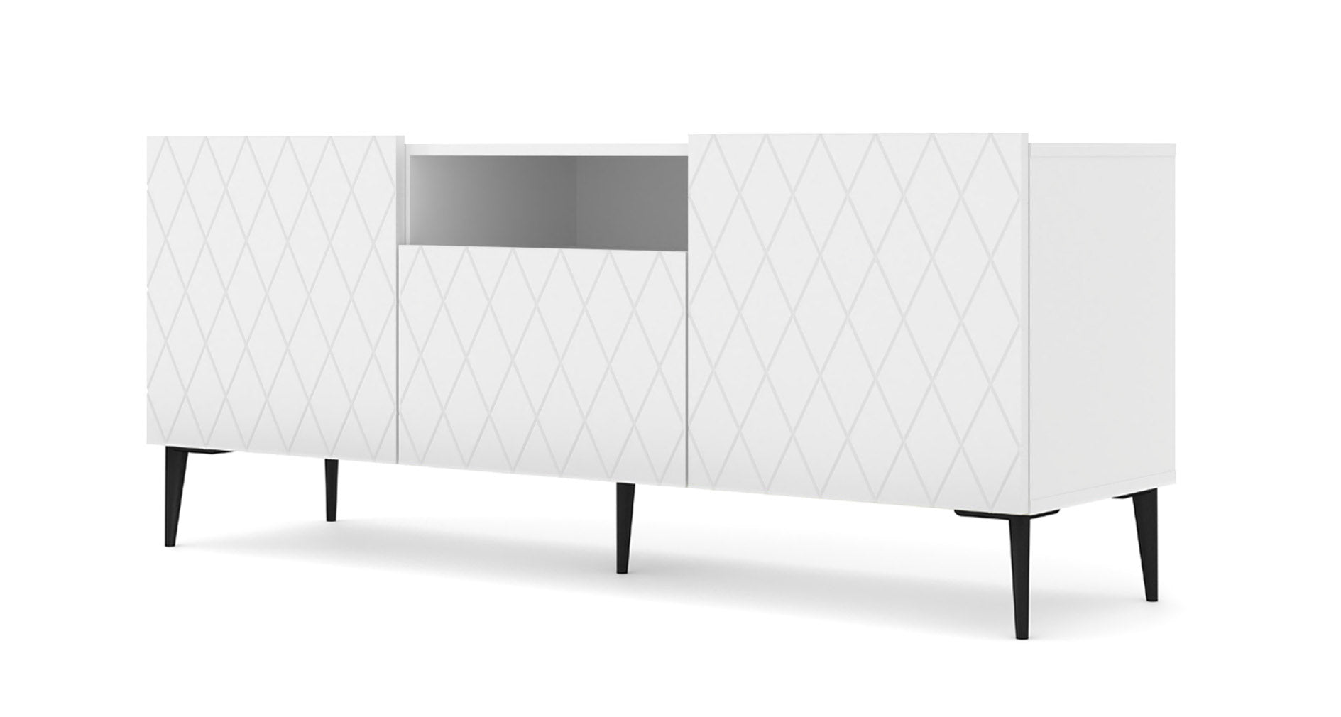 MOBILE DIUNA RTV2D1K 145 BIANCO OPACO GAMBE NERE