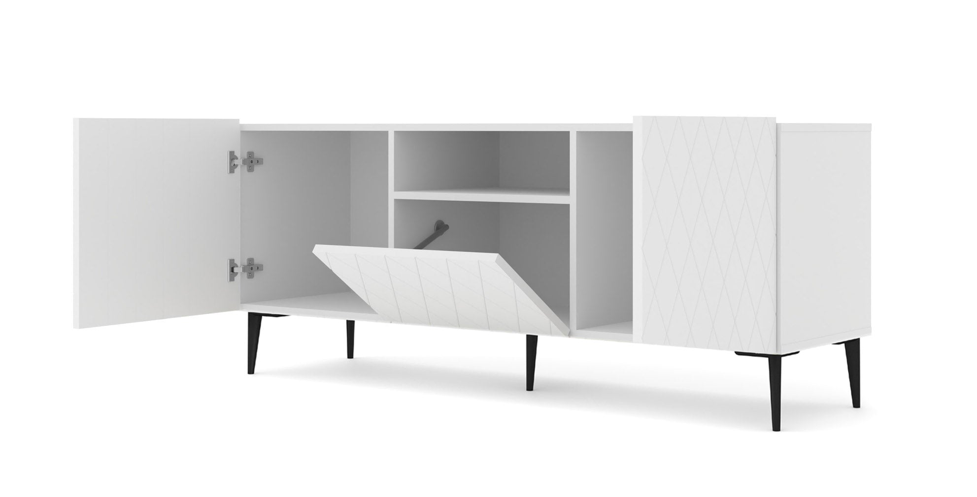 MOBILE DIUNA RTV2D1K 145 BIANCO OPACO GAMBE NERE