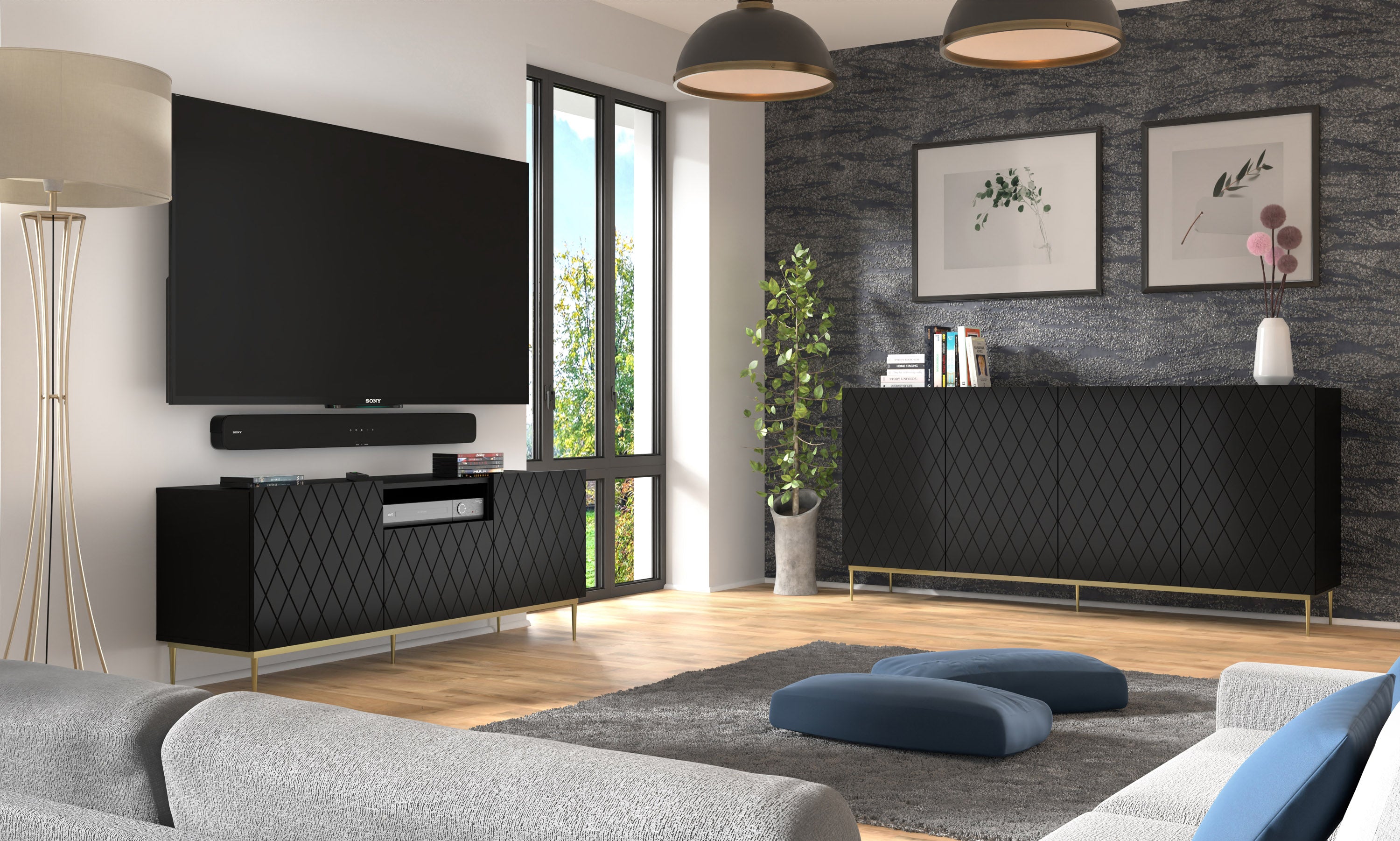 COLLEZIONE MOBILI DIUNA RTV2D1K 145 NERO OPACO