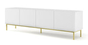 MOBILE RAVENNA C DIAMOND MDF HG PORTA TV 4D 200 BIANCO OPACO BIANCO LUCIDO CORNICE ORO