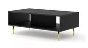 TAVOLINO DA CAFFÈ RAVENNA B IN MDF RIVESTITO 90x60x45 NERO OPACO GAMBE ORO