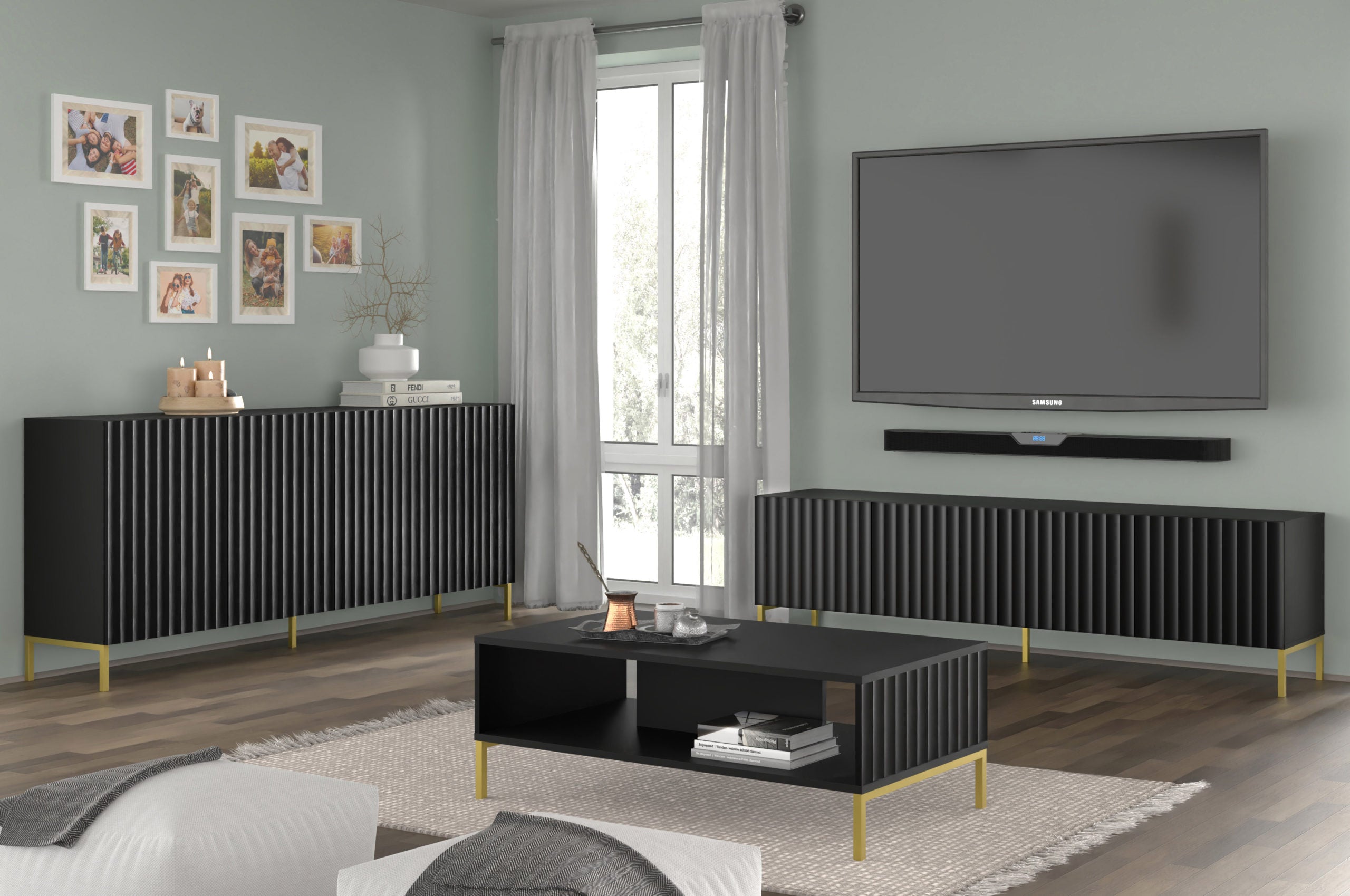 CREDENZA WAVE CABINET 200 4D NERO OPACO