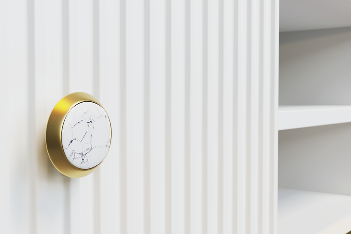 PORTA TV PETRA 180 2D1S BIANCO OPACO GAMBE ORO