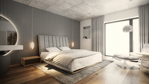 LETTO IMBOTTITO UNIKO TWO 200x200 SOLIK ROVERE NATURALE