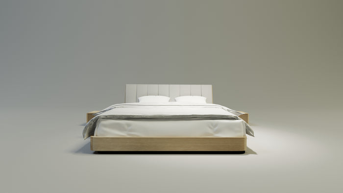 LETTO IMBOTTITO MASSELLO 140x200 SOLIK ROVERE NATURALE