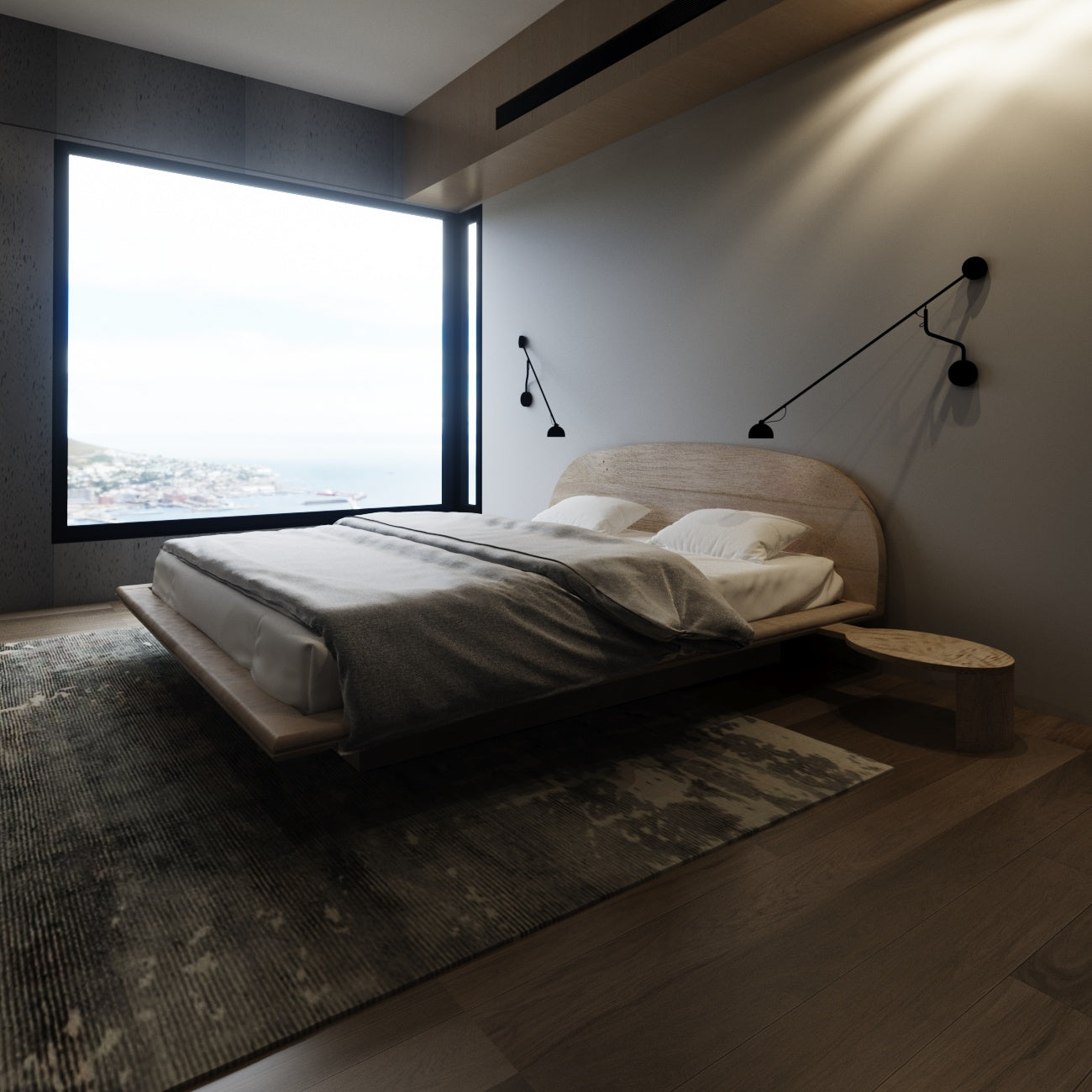 LETTO IMBOTTITO SPACE 160x200 SOLIK ROVERE NATURALE