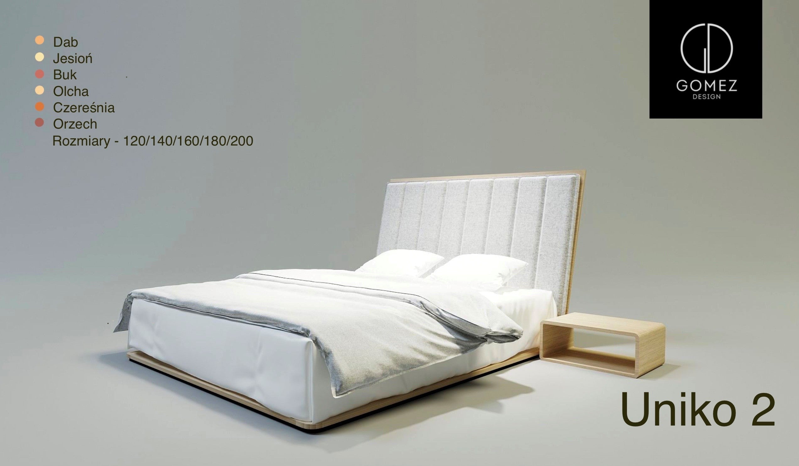 LETTO IMBOTTITO UNIKO TWO 140x200 SOLIK ROVERE NATURALE