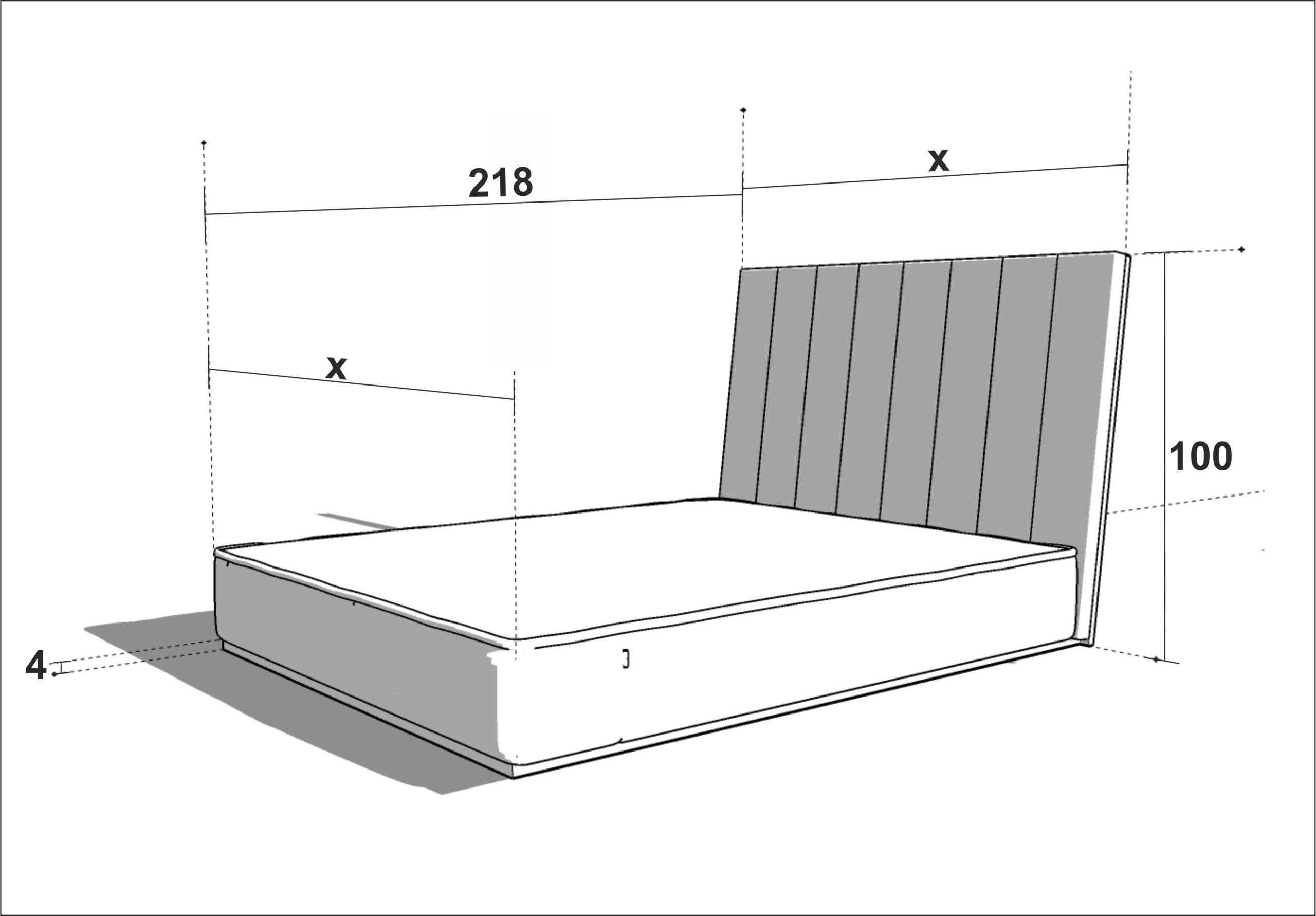 LETTO IMBOTTITO UNIKO TWO 140x200 SOLIK ROVERE NATURALE
