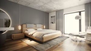 LETTO IMBOTTITO SENSE 160x200 SOLIK ROVERE NATURALE