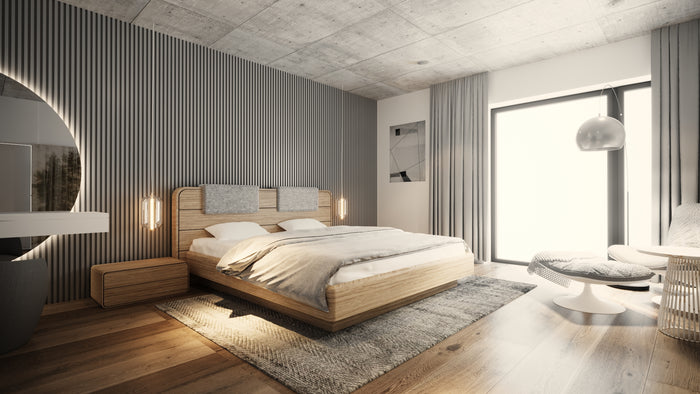 LETTO IMBOTTITO SENSE 180x200 SOLIK ROVERE NATURALE