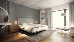 LETTO IMBOTTITO SONAR 140x200 SOLIK ROVERE NATURALE