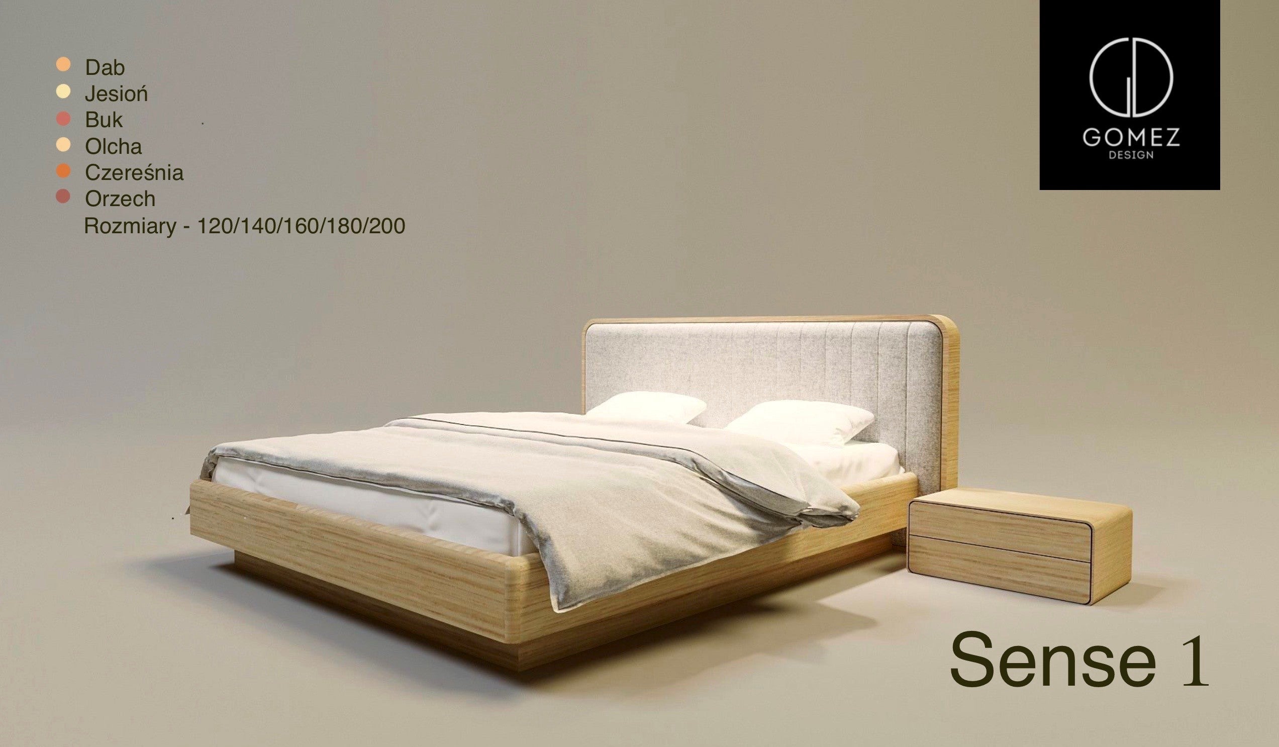 LETTO IMBOTTITO SENSE ONE 140x200 SOLIK OAK NATURALE