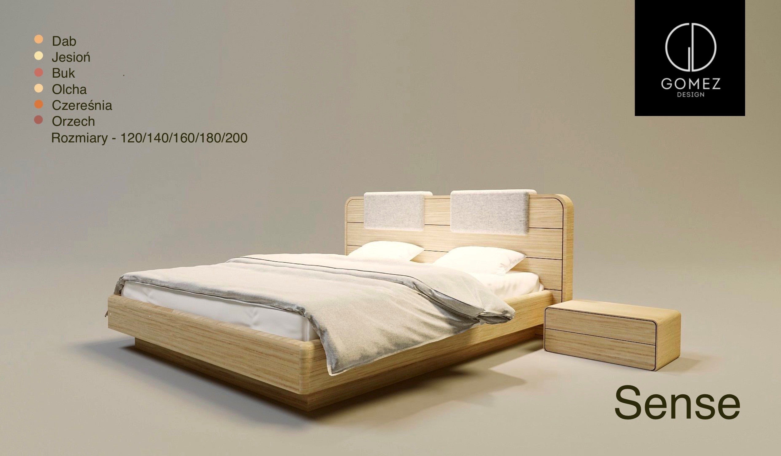 LETTO IMBOTTITO SENSE 200x200 SOLIK ROVERE NATURALE