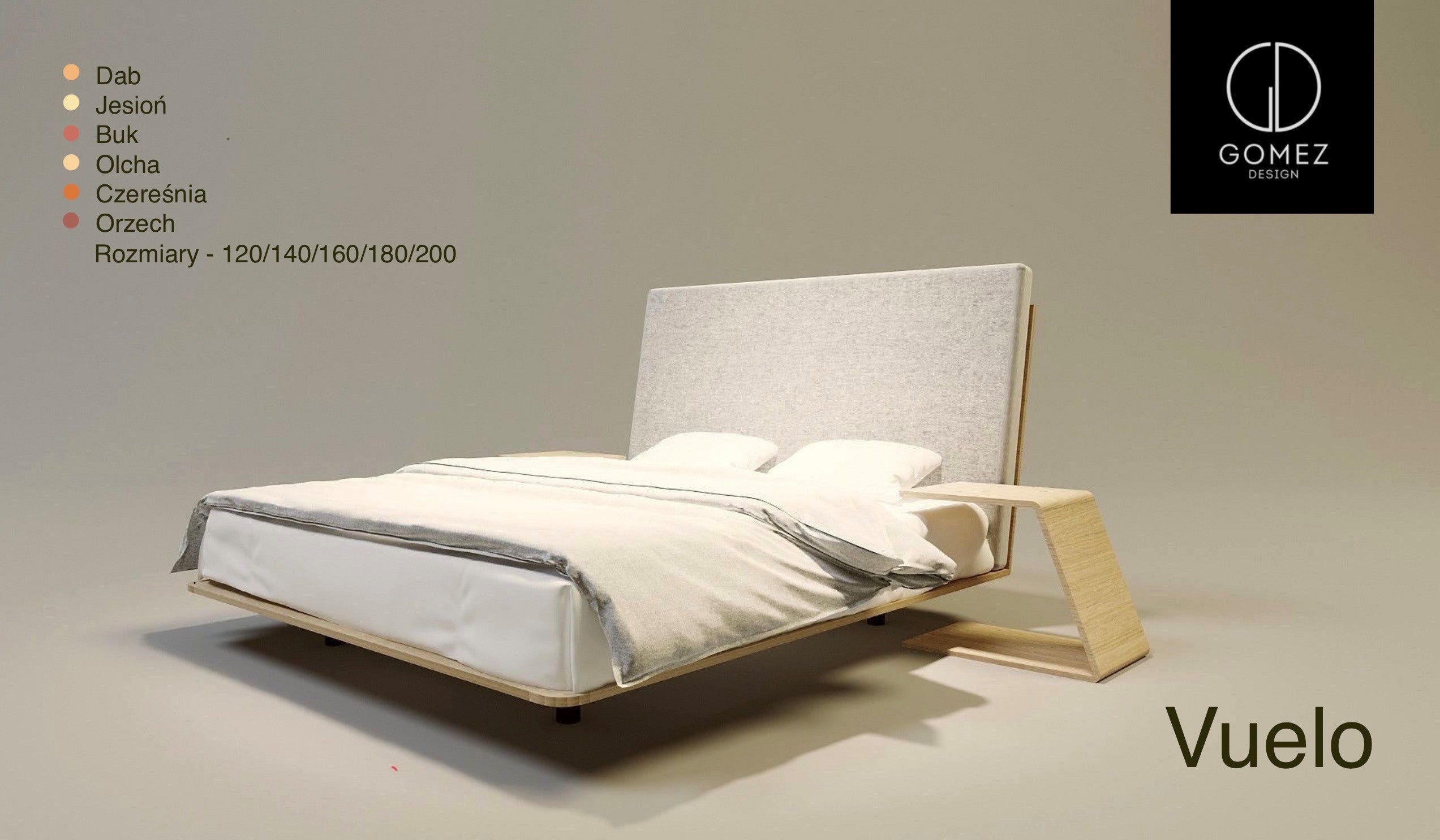 LETTO IMBOTTITO VUELO 180x200 SOLIK ROVERE NATURALE