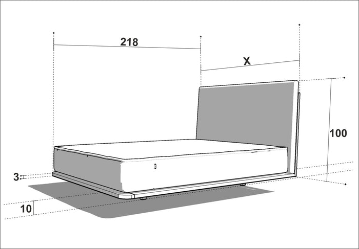 LETTO IMBOTTITO VUELO 180x200 SOLIK ROVERE NATURALE