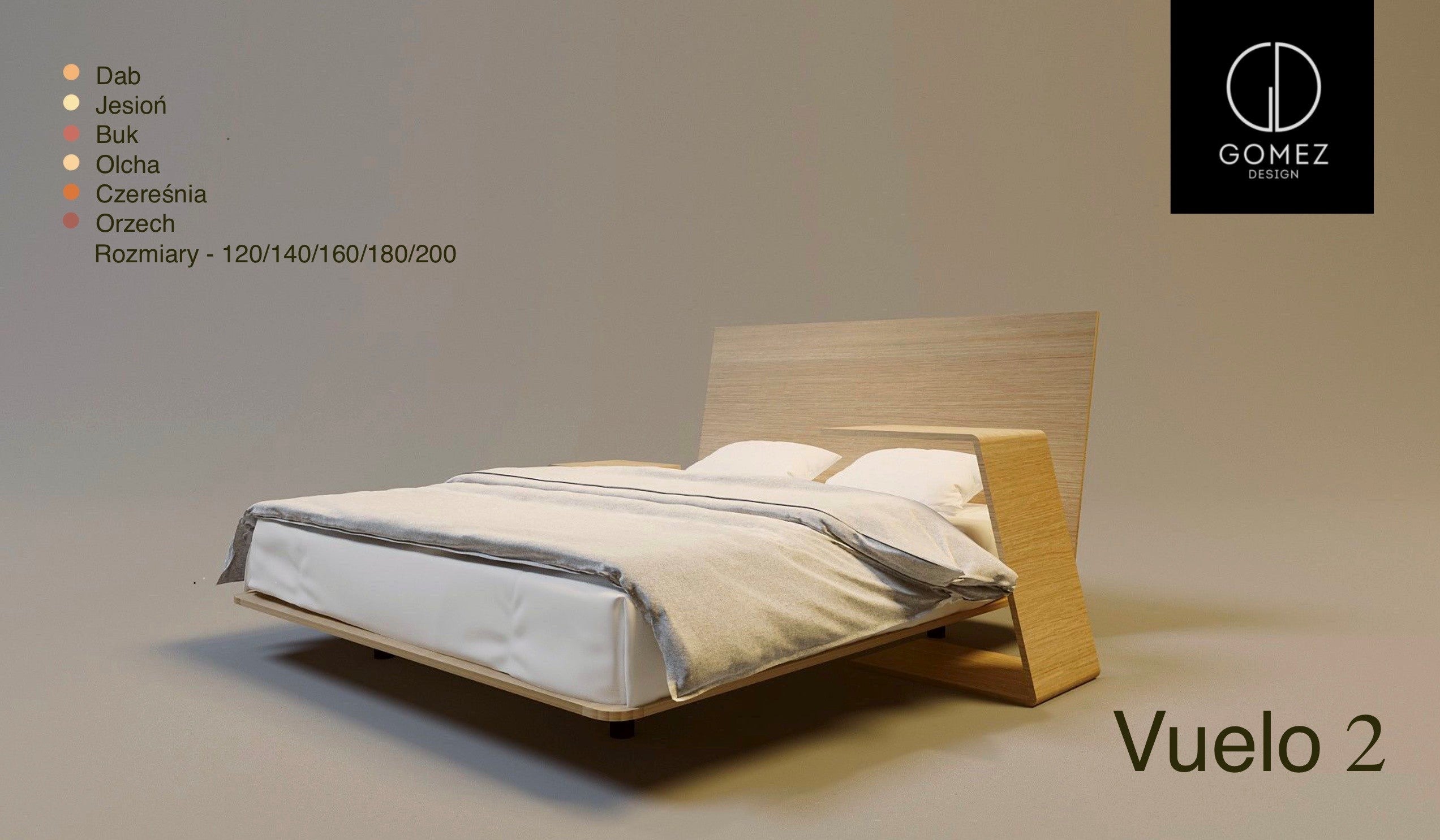 VUELO TWO LETTO IMBOTTITO 200x200 SOLIK ROVERE NATURALE