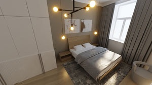 LETTO IMBOTTITO VUELO TRE 200x200 SOLIK ROVERE NATURALE