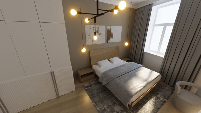 LETTO IMBOTTITO VUELO TRE 200x200 SOLIK ROVERE NATURALE