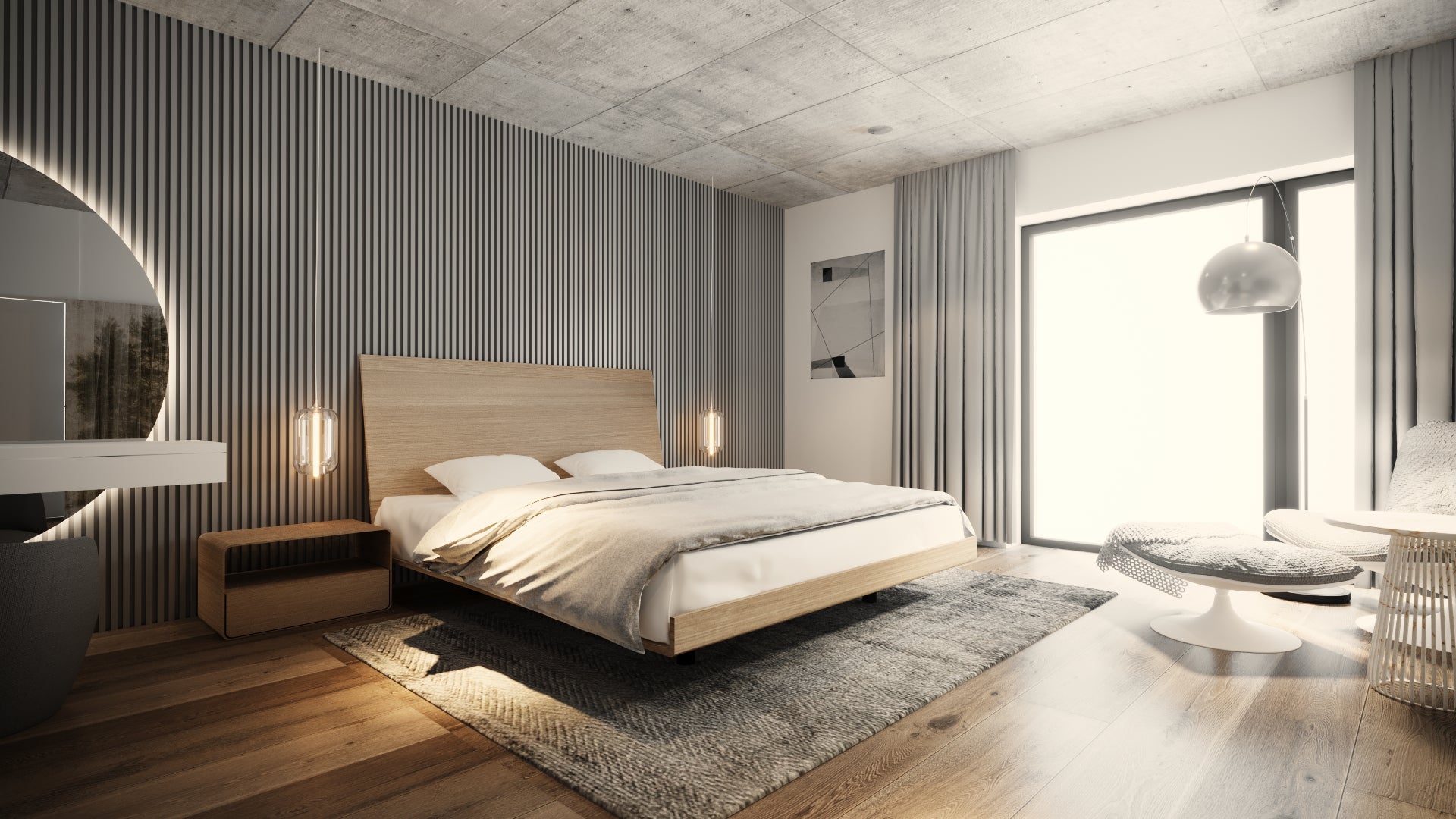 LETTO IMBOTTITO VUELO TRE 200x200 SOLIK ROVERE NATURALE