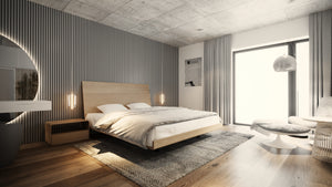 LETTO IMBOTTITO VUELO TRE 200x200 SOLIK ROVERE NATURALE