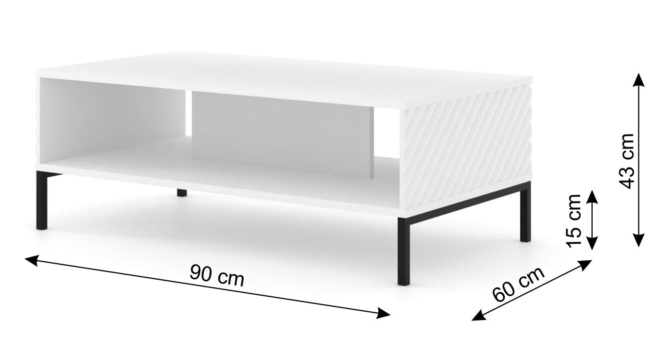 TAVOLINO DA CAFFÈ SURF BIANCO OPACO GAMBE NERE