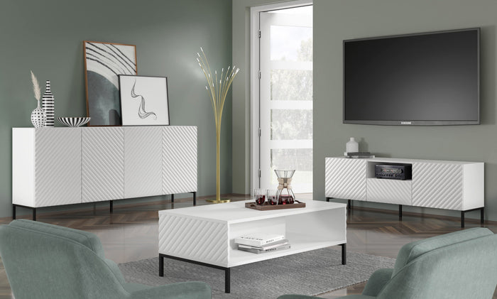 TAVOLINO DA CAFFÈ SURF BIANCO OPACO GAMBE NERE