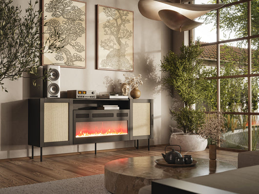 MOBILE YUCCA EF CABINET 200 NERO OPACO CALABRIA CON CAMINO JUTA