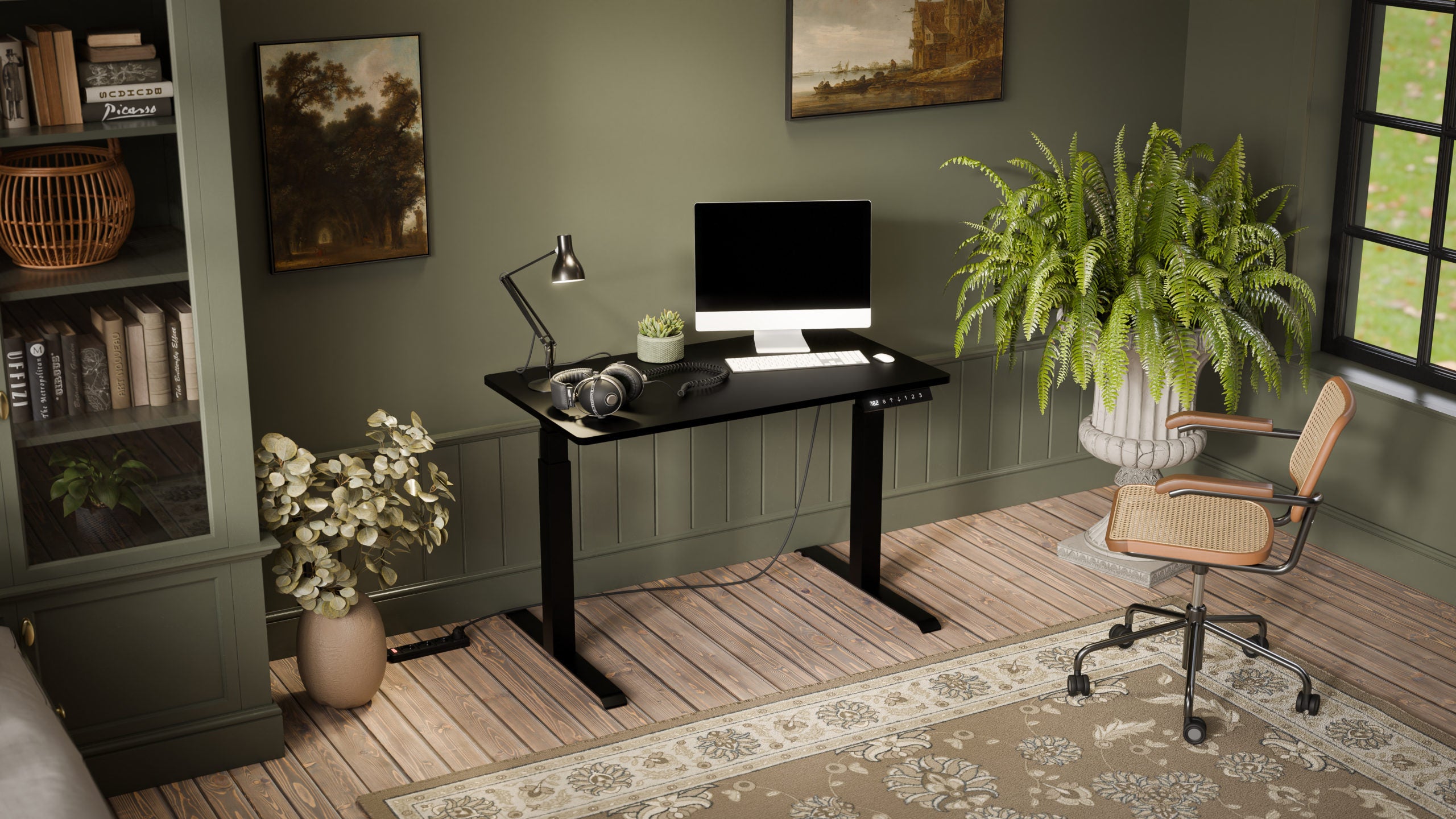 SCRIVANIA ELETTRICA REGOLABILE NOOM DESK MOTION 120 GAMBE NERE PIANO NERO MOON