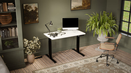 SCRIVANIA ELETTRICA REGOLABILE NOOM DESK MOTION 120 GAMBE NERE PIANO BIANCO MOON