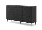 MOBILE RAVENNA PC DIAMOND MDF HG CABINET 150 3D NERO OPACO NERO LUCIDO GAMBE IN METALLO