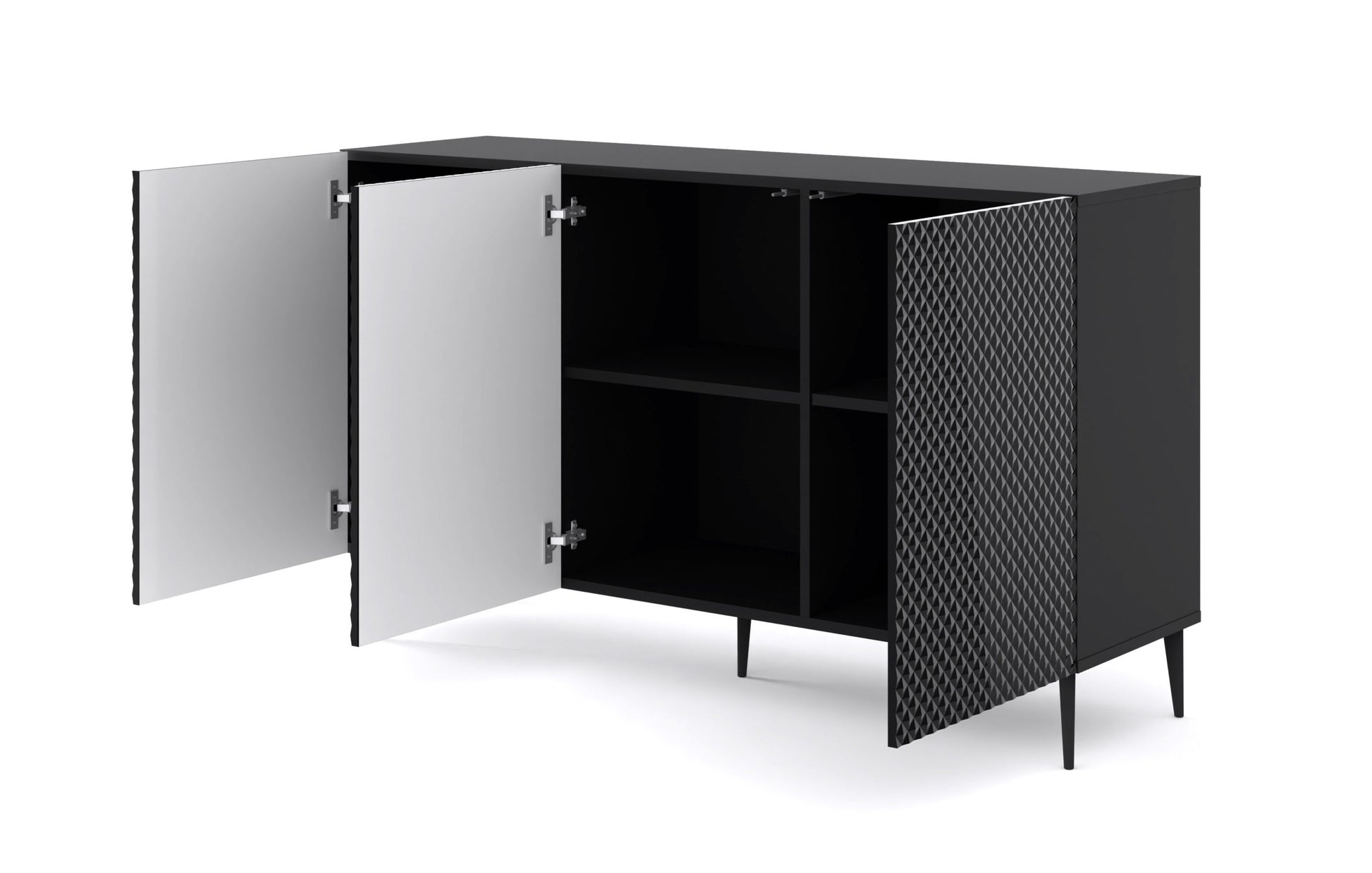 MOBILE RAVENNA PC DIAMOND MDF HG CABINET 150 3D NERO OPACO NERO LUCIDO GAMBE IN METALLO